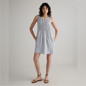 Quince Blue Pinstripe Sleeveless Dress